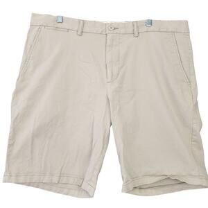 Old Navy Tan Khaki Chino Shorts Stretch Classic Slim Flat Front Zip Mens Size 40